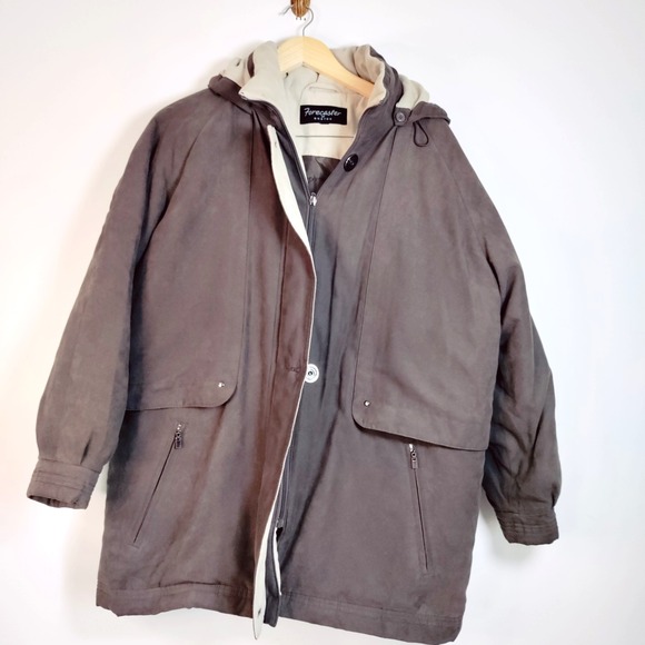 Forecaster of Boston Parka Brown XL Faux Suede Detach Hood Heavyweight Outdoor - Picture 1 of 13